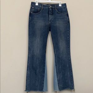 Pilcro size 27 jeans. Cropped/ flair/ raw hem